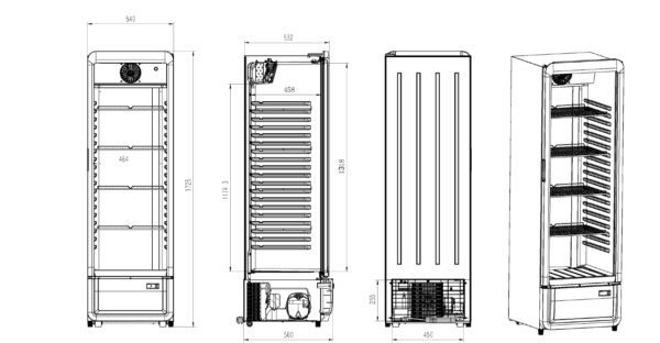 Rasonic 飲品展示雪櫃|1°C–10°C | 258L 飲品櫃|樂信牌 RCN-BDW5603 - 富達廚具 RCN-BDW5603-Technical-Drawing