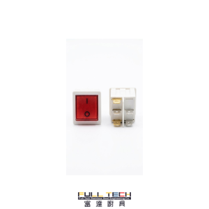 商用 16A 五腳開關掣 (5-Pin Rocker Switch)。配備紅色帶燈電源指示及高負載純銅接點，五腳設計支援獨立指示燈及複雜電路控制，對應 220V 設備。完美適配商用熱水罉、炸爐及保溫爐，提供全港專業零件配對。