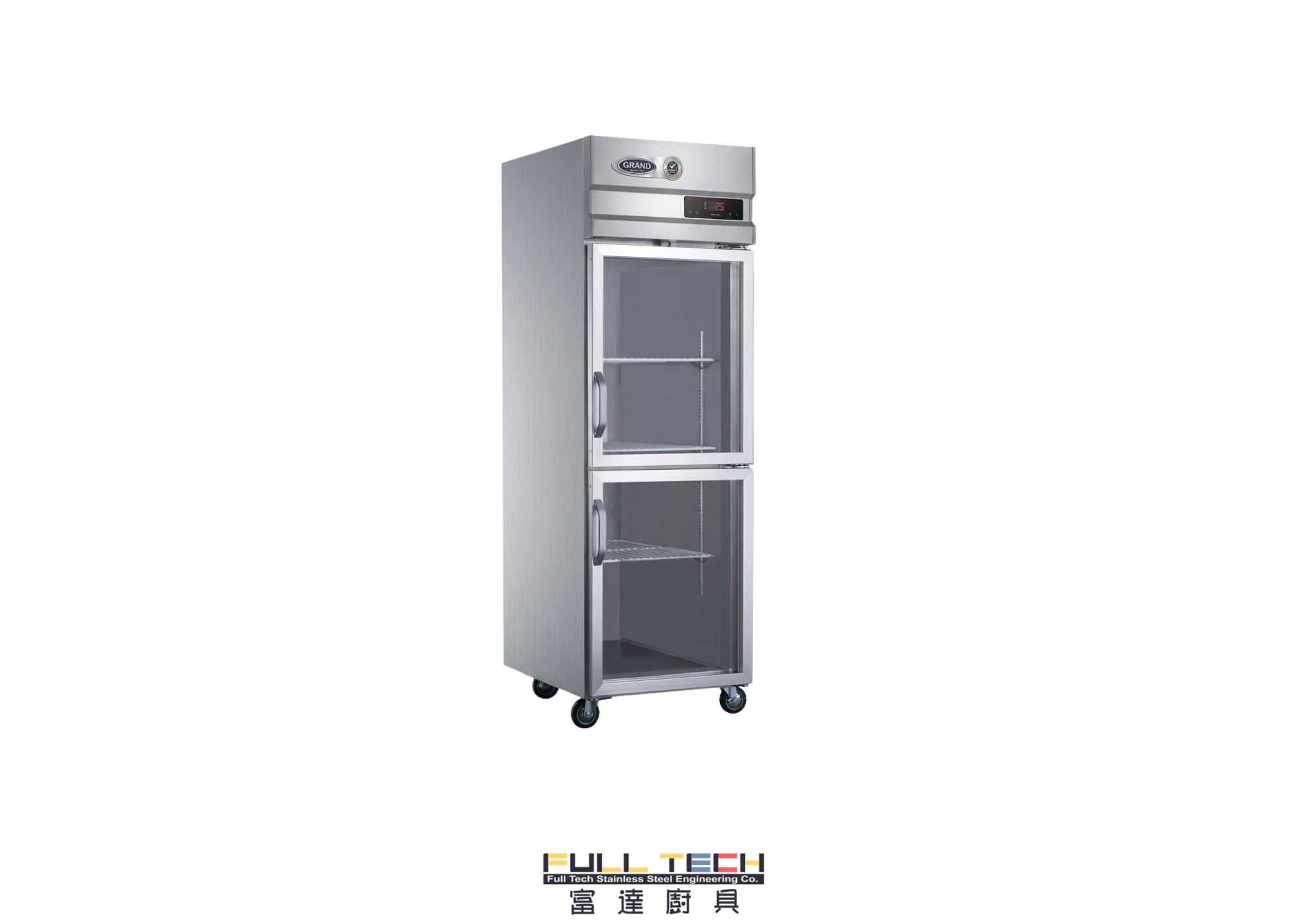 GRISTA SG500C2 企身雙門玻璃商用直冷展示櫃。具備 350L 容量、620mm 慳位機身、SUS201 不銹鋼材質及直冷保濕技術，為香港餐廳水吧、蛋糕店及便利店的最佳陳列保鮮設備。