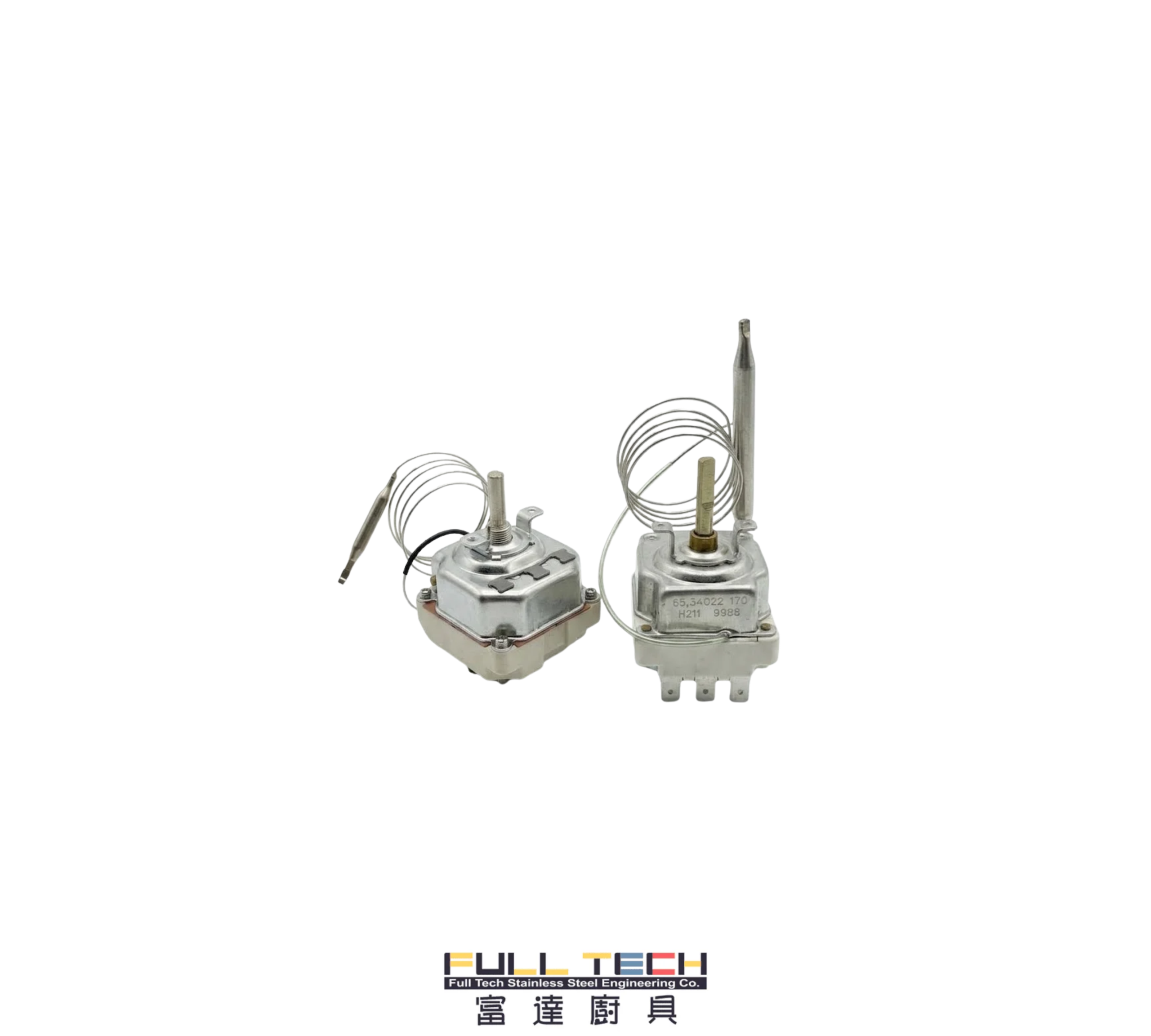 商用 380V 三相控溫器 (3-Phase Thermostat)。備有 30℃-110℃ 及 300℃ 兩種控溫範圍，專為大功率商用熱水罉、多層焗爐及扒爐設計，支援三相電獨立斷開，提供全港專業維修及零件批發。